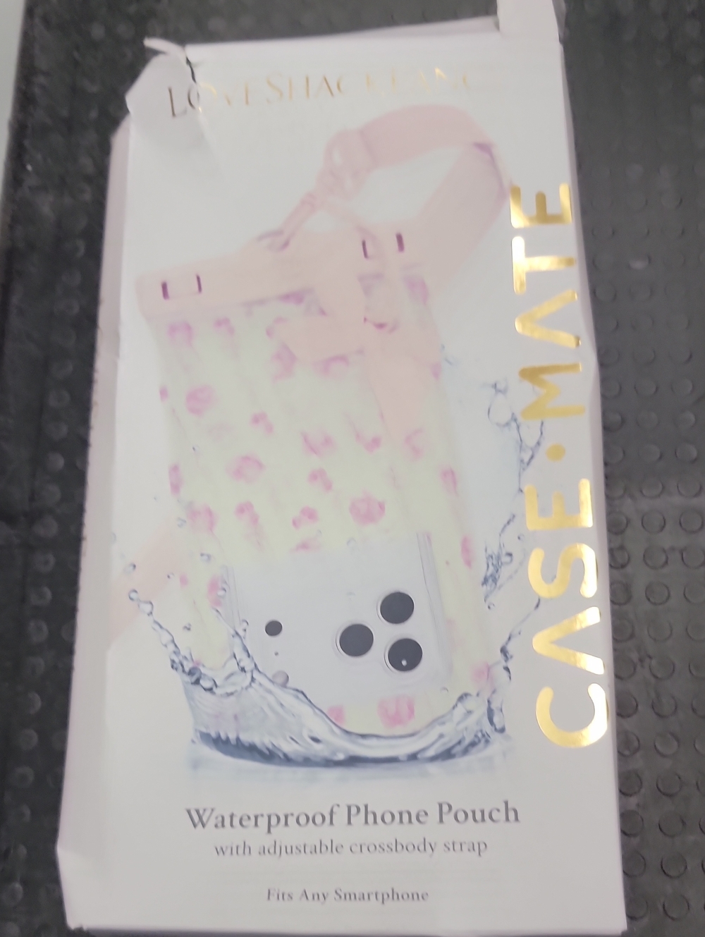 LoveShackFancy Waterproof Phone Pouch w/Adjustable Crossbody Strap - Pink Roses